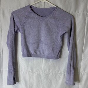 Lavender Seamless Cropped Athletic Top Long Sleeve Thumbholes XS